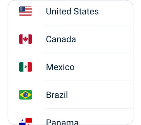 Galaxy connect step 2, choose VPN server location